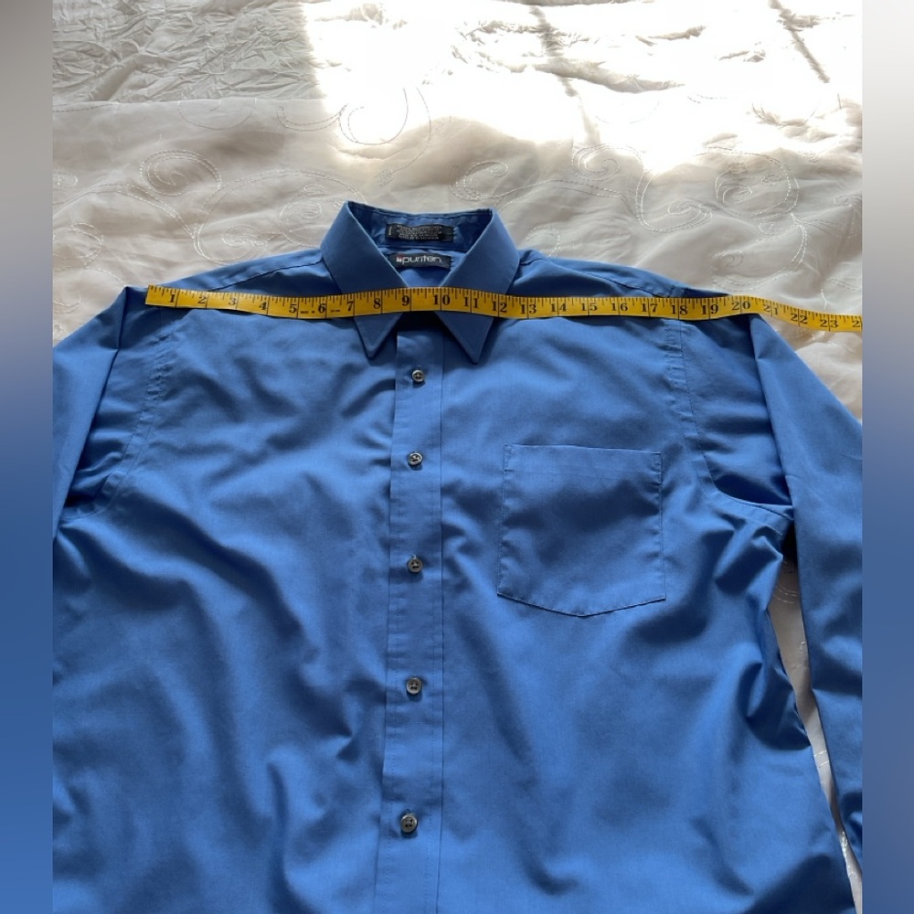 Puritan Men’s Medium 15/15 1/2 Blue Button Down Dress Shirt - Picture 3 of 11